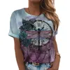 T-shirt feminina Ladies 3D Padrão abstrato impressa Summer Summer Summer Loose Floral Top Fashion Casual Fácil de lavar Grils ClothingWome