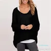 2022 nuova moda autunnale camicetta da donna manica lunga a pipistrello camicia casual ampia tinta unita maglione taglie forti alta qualità