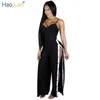 Haoyuan Spaghetti Strap Loose Jumpsuits 2017 New Summer Leotard Full Bodysuit Overall Sides Split Sexy Rompers Women Jumpsuit Q1110