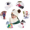 3 -stks baby winter vrouwelijke bont poms beanie hoed sjaalhandschoenen set gebreid fleece bekleed met pompoms zachte warme pet voor kinderen