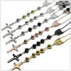 Zincirler 4/6/8mm Moda Tespih Boncuk Zincir Çapraz Kolye Kolye Paslanmaz Çelik Gümüş/Altın/Siyah Renk Mens Womens Takı GiftChains