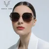 Güneş Gözlüğü 2022 Moda Rimless Women Marka Tasarımcısı Lüks Gradyan Lens Güneş Gözleri Kare Büyük Boy