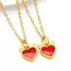 Navidad asta de ciervo pintura amor collar esmalte encantador amor colgante superficie de arena chapada en oro goteo pegamento rojo collar regalo joyería