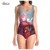 Anime älskling i Franxx Zero Two 3D Print Onepiece Swimsuit baddräkt ärmlös var tunn sexig mode badkläder 220617