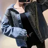 女性用ジャケット2022ジャンジャケットファッション長袖タッセルリベットデニム女性トップ