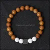 Kunst en ambachten 8 mm witte geverfde lava stenen chakra streng armbanden voor vrouwelijke mannen yoga boeddha energie juwelen sporten2010 dha42