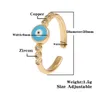 Gold Evil Blue Eye Ringe, Zirkon, verstellbar, einfacher Stil, Schwanzring, Kupfer, tropfendes Öl, Schmuck, Ring, Geschenk für Frauen und Mädchen