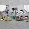 DHL NIEUW 4PCS/SET ZWART GOUD SETLY SET 18/10 roestvrij staal Dinware Zilverwerk Set Dinner Mes Fork Lepel FY4691 SDAX