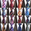 MENS Fashion Tie 8cm Silk Classic Slipsig gul blå rutig randiga blommor banden affärer bröllop mans halskläder tillbehör