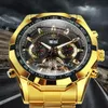 Montre-bracelets pour forsiner des hommes squelettes en or regardant des hommes de luxe montre la marque Top Brand Tourbillion mécanique automatique de bracelet en acier automatique