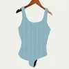 Voller Buchstaben Badeanzug Ein Stück Hauskleidung u Hals gedruckt Badebekleidung Klassischer Rückenloser Badeanzug für Frauen