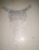 Girocolli Girocolli Donna Collana con bavaglino con frange lunghe Collare con strass Sciarpa Dichiarazione Trendy Crystal Bling Ciondola Club Wear Gioielli da festa Girocolli