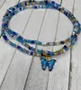 Chokers Lavender Gold Blue Green Midjepärlor med "Butterfly" Charm Belly Stretch Beach Bikini Body Jewelry for Women and Girlscho