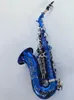 Nieuw blauw 991 B-flat gebogen sopraansaxofoon jazzinstrument vergulde sleuteloppervlak vervaagt geen professionele saxosopraan