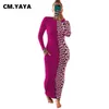 CM. Yaya Autumn Winter Vintage Leopard Print Patchwork Women Midi Maxi Dress Sexy Party Club Deep Long Rleeve Długie sukienki 220516