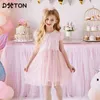 Dxton Kids Summer Dresses for Children Freare Sleeve Tutu Dress Girls Bestidos Girl Princess Dress Kids Costumes G220506