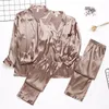 Luxe pyjama pak satijn zijden pyjama sets paar nachtkleding familie pijama minnaar nacht pak mannen vrouwen casual huiskleding w220331