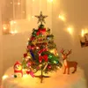 Weihnachtsdekoration, 50 cm großer, beflockter Baum mit gemischten mehrfarbigen Lichtern, immergrüne Glasfaser-Fröhliche Dekoration für Zuhause, Weihnachten