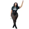 Kvinnor Plus Size Designers kläder 2022 Summer Tracksuits Letter Printed T Shirt Mesh Sheer Yoga Pants Two Piece Outfit Set