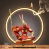 Lâmpadas de fragrâncias Monkey King Incense Burner Holder LED Light Smoke Fountain Censer