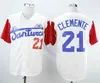 qqq8 C202 Roberto Clemente # 21 Santurce Crabbers Puerto Rico Camisetas de béisbol universitarias Camiseta de béisbol universitaria cosida Blanco Gris Crema Negro