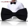 Huishi Bow Tie Men Solid Bowties Black Bowtie Gold Red Green Pink Blue White Classic Ties Shirt Accessories