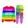 Benutzerdefinierte DIY Übergroße 7XL Unisex Casual Trainingsanzug Set Harajuku 3D Druck Zipper Hoodie Sweatshirt Jacke t-shirt Jogger Männer Frauen 220704