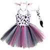 Girl's Dresses Cartoon Cows Cosplay Girls Tutu Dress Animal Cow Outfits For Children Baby Halloween Costume Kids Clothesgirl's
