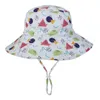 Atacado crianças baldes chapéus algodão crianças chapéu de sol 20 cores sólida floral floral sunhat criança calda de pesca garotas meninas garotas de verão de verão estilo pescador com corda de vento