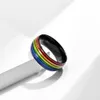 Rainbow Flag Gay Titanium Steel Ring 18K Gold Plating Lala Ring Groothandel