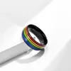 Rainbow Flag Gay Titanium Steel Ring 18K Gold Plating Lala Ring Wholesale