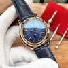 Top Stylish Automatic Mechanical Self Winding Watch Men Gold Silver Dial Classic Moon Phase Date Day Design Wristwatch Business Leather Strap Clock F