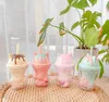 أزياء Cat Cat Cat Creative Water Lape Cup Cup Double-Layer Plastic Girl Cust Party Cust Glitter Cup Favor