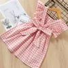 Enfants fille robe à carreaux mode princesse tenue d'été casual mignon coeur enfants vêtements pour 2-6 ans fête d'anniversaire porter des robes