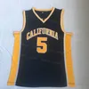 NCAA College California Golden Bears Basketball 5 Jason Kidd Jersey 유니폼 스포츠 팬을위한 모든 스티치 통기성 면화 팀 컬러 Navy Blue University