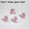 Herzförmige Wasserpfeifen, Glasbong, rosa Farbe, Dab-Ölplattformen, Bubbler, Mini-Glaswasserpfeifen mit 14-mm-Gleitschüsselstück, Quarznägeln