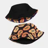 Berets Tropical Fruit Papaya Pattern Bucket Hats Men Double Side Basin Caps Male Sunscreen Fisherman Hat PanamaBerets