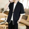 Men's Jackets Summer Men's Linen Kimono Long Cardigan Outerwear Coats Fashion Streetwear Short Loose Male Casual OvercoatMen's