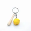 New Mini Baseball Softball Party Favors Keychain with Wooden Bat for Sports Theme Team Souvenir Athletes Rewards Christmas Gifts
