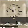 Zegary ścienne Dekorowanie domu ogród AA 3D ​​akrylowy Zegar DIY Nowoczesny design duży dekoracyjny kwarc cichy ruch salon czarny złoty 674 D