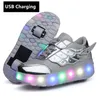 Sepatu Roller Skate Lampu leidde Anak Lakilaki Perempuan Fashion Pengisi Daya USB Satu Roda Baru Untuk Anakanak Sneakers Anakanak Dengan 220611