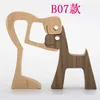 Family Puppy Wood Dog Craft Figurkonst Hantverk Desktop Table Ornament Carving Model Home Office Decoration Pet Sculpture Dogs Lo6846289