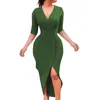 Lässige Kleider Plus Size Summer Party Kleid Frauen 2022 V-Ausschnitt Bandage Bodycon Halbärmel Frau Elegant Abend Vestidos
