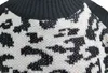 Pullover estivo a righe con cerniera lavorato a maglia con collo alto con piccola fragranza Abito da pendolare nero con stampa leopardata