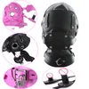 Leather Padded Hood Blindfold With Open Mouth Penis Gag Dildo Gag,BDSM Bondage Mask Slave Roleplay Adult Game sexy Toys