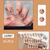 False Nails 24PCS Orange Halo Staining Fake Press On Nail With Star Heart Full Cover Finished For Women & Girls Prud22