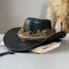 Automne hiver mode hommes Western Cowboy chapeau Faux cuir papa Gentleman Jazz casquettes Vintage Panama Cowgirl chapeau Sombrero Hombre