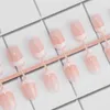 Uñas postizas 24 unids/set rosa claro diseño de patrón de luna creciente francesa cubierta completa puntas de uñas naturales falsas herramientas de manicura DIY Prud22