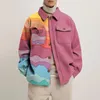 남성 재킷 남자 코트 가을 사람들을위한 독특한 패턴 턴 다운 칼라 모직 모직 모직 모직짜리 인쇄 재킷 겨울 복장