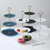 Plats Assiettes Tier Cake Stand Style European Wedding Party Multi Layer Plastic Three-tier Fruit Tray Snack Candy